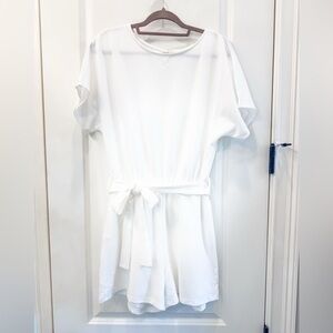 White Belted Romper